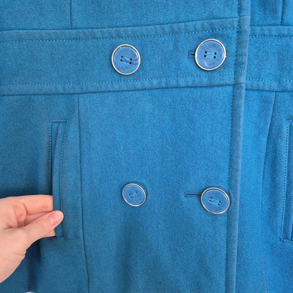 Kenneth Cole Reaction Women's Blue Wool Blend Peacoat Size M - Picture 3 of 6